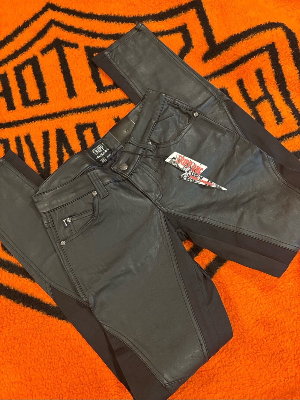 Deadstock Tripp NYC Faux Leather Skull Pants NWT